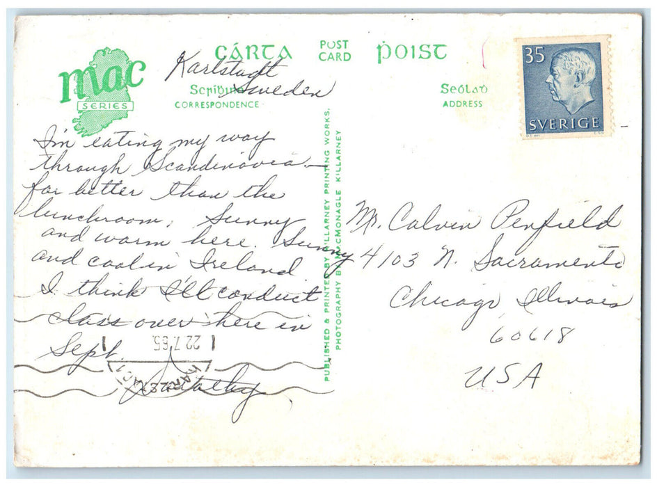 1965 The Ardhu House Hotel Limerick City Ireland Posted Mac Series Postcard