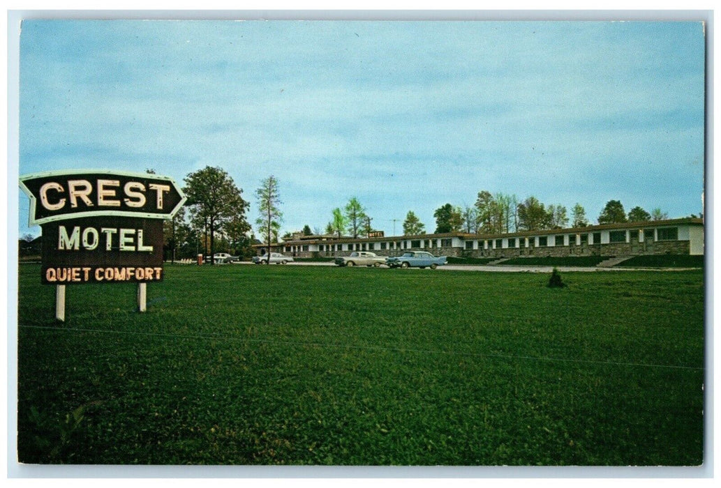 c1960 Crest Ashlands Finest Motel Overlooking Downtown Heart Wisconsin Postcard