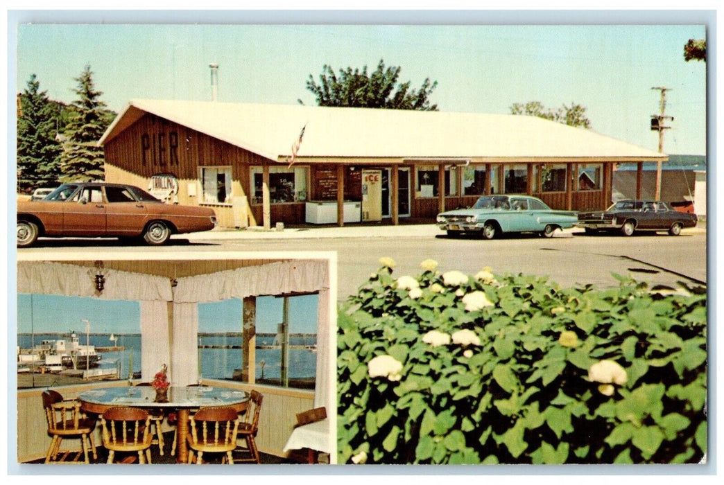 c1960 Pier Plaza City Dock Restaurant Gift Shop Bayfield Wisconsin WI Postcard