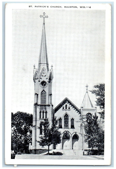 c1940 St. Patricks Church Chapel Cathedral Exterior Mauston Wisconsin Postcard