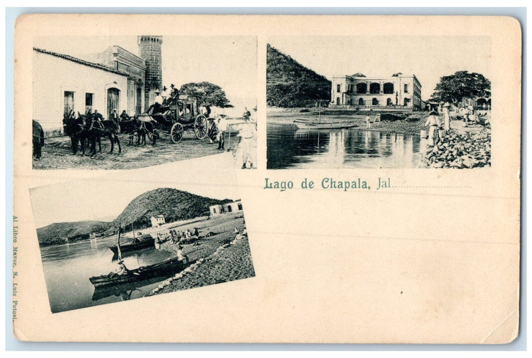 c1905 Lago De Chapala (Lake Chapala) Mexico Multiview Antique Postcard