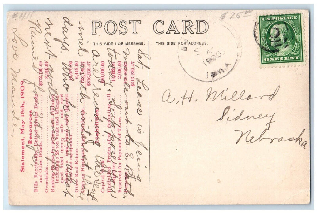 1909 Interior Banking Room German American Savings Bank Le Mars Iowa IA Postcard