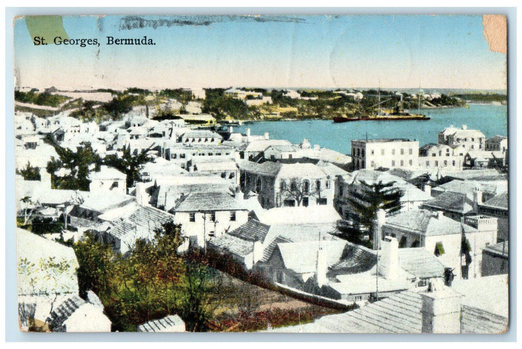 1934 Houses Buildings River St. Georges Bermuda Antique Posted Postcard