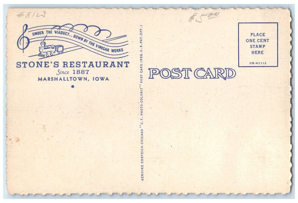 c1940 Stone Restaurant Multi-View Marshalltown Iowa IA Vintage Unposted Postcard