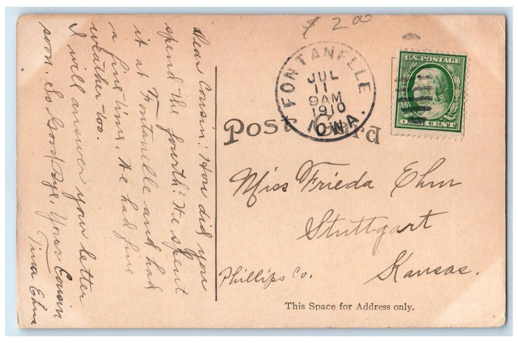 1910 High School Congregational Parsonage Shannon Residence Fontenelle Postcard