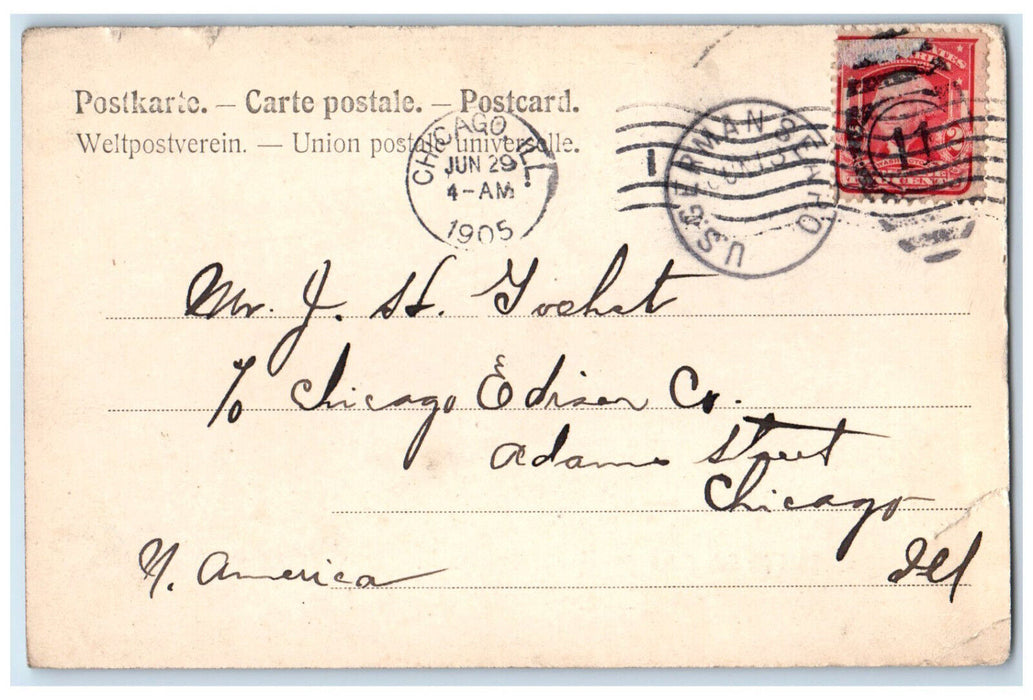 1905 Greetings from Board of Express Steamer Kaiser Wilhelm II Germany Postcard