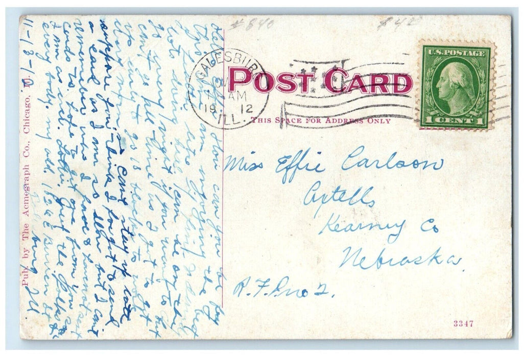 1912 YMCA Building Exterior Horse Carriage Street Galesburg Illinois IL Postcard