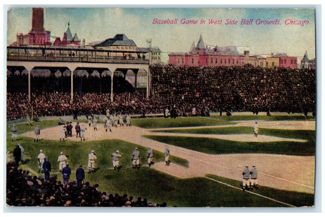 1911 Baseball Game In West Side Ball Grounds Chicago Illinois IL Posted Postcard