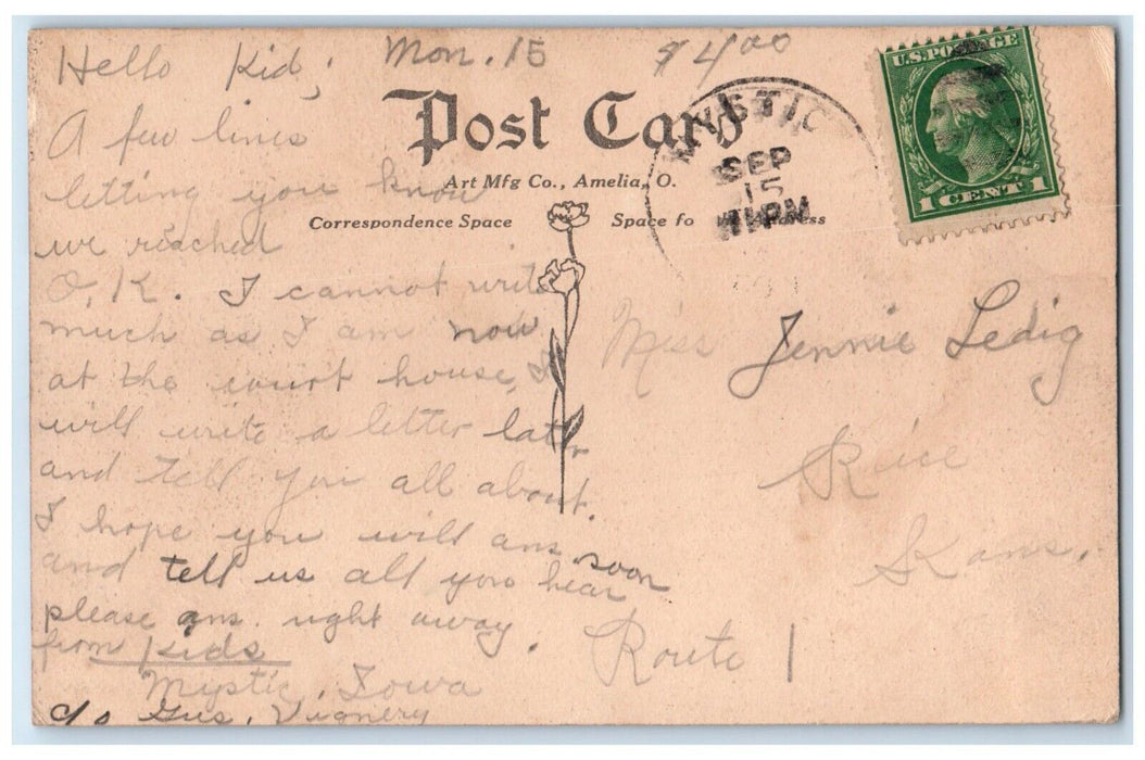 1910 Aerial View West State St  Centerville Iowa Vintage Antique Posted Postcard
