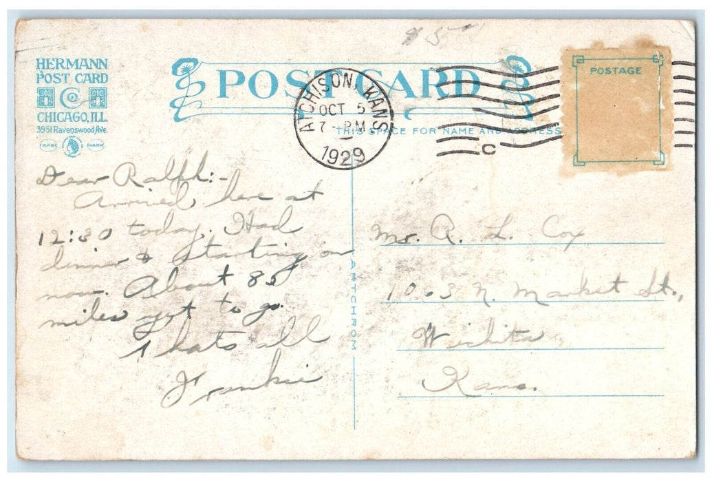 1929 Football Game St. Benedict's College Atchison Kansas KS Vintage Postcard