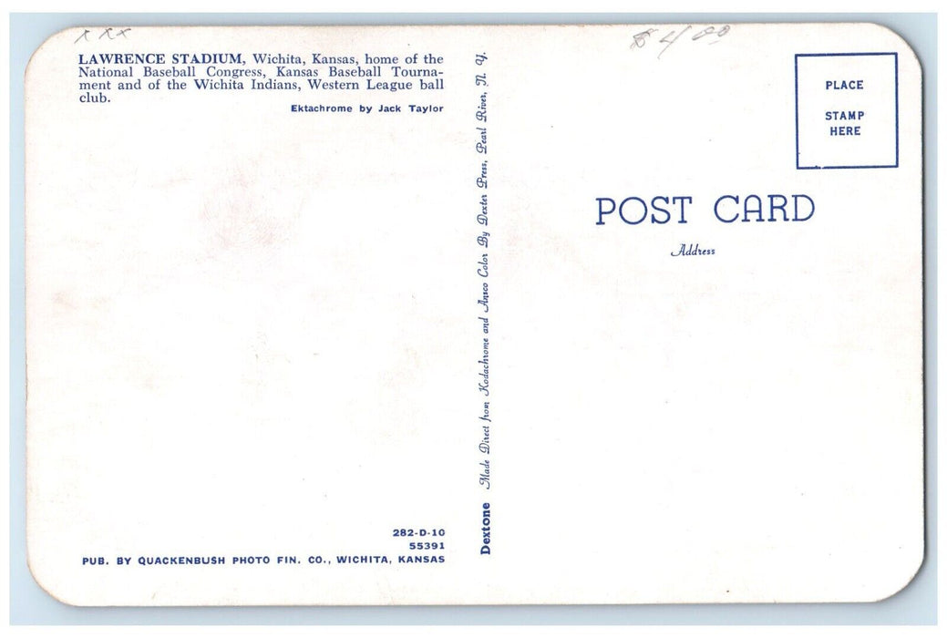 c1940's Lawrence Stadium Wichita Kansas KS, Athletic Field Vintage Postcard