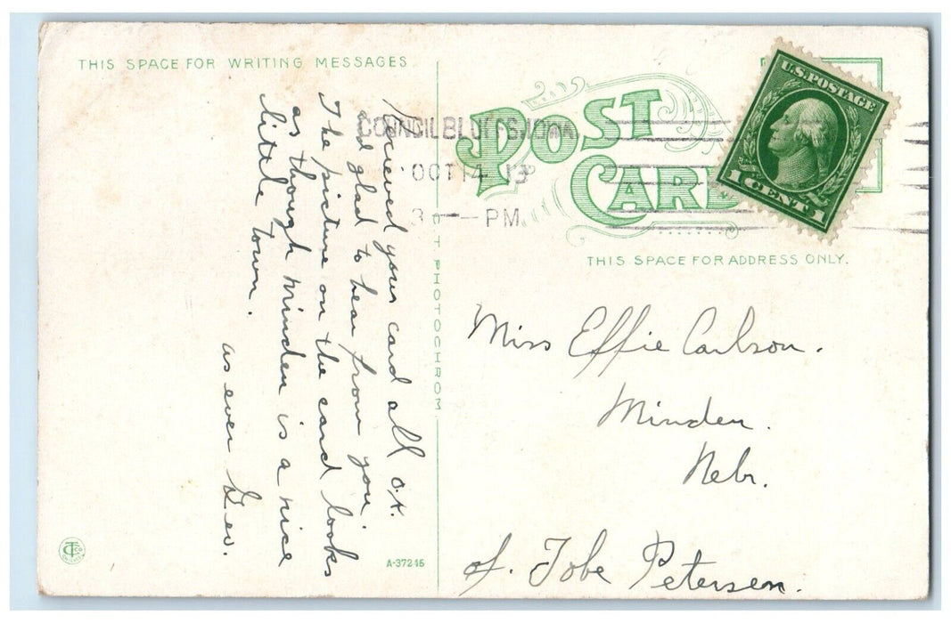 1913 Broadway Buildings Classic Cars Council Bluff Iowa Vintage Antique Postcard