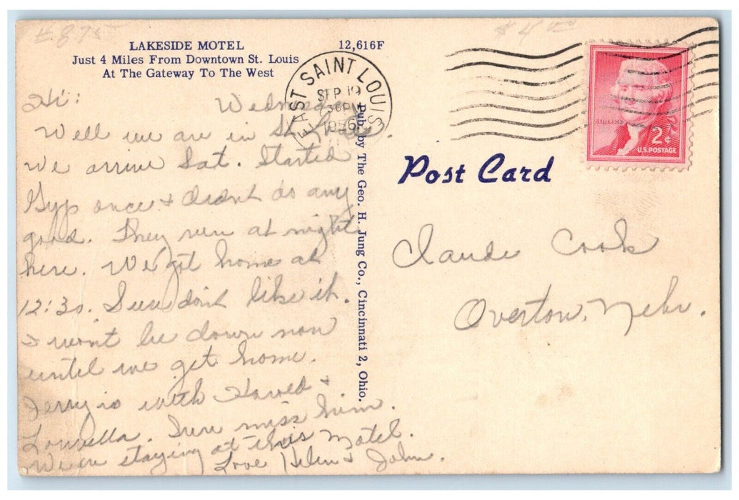 1956 Lakeside Motel Highway Exterior Building East St. Louis Illinois Postcard