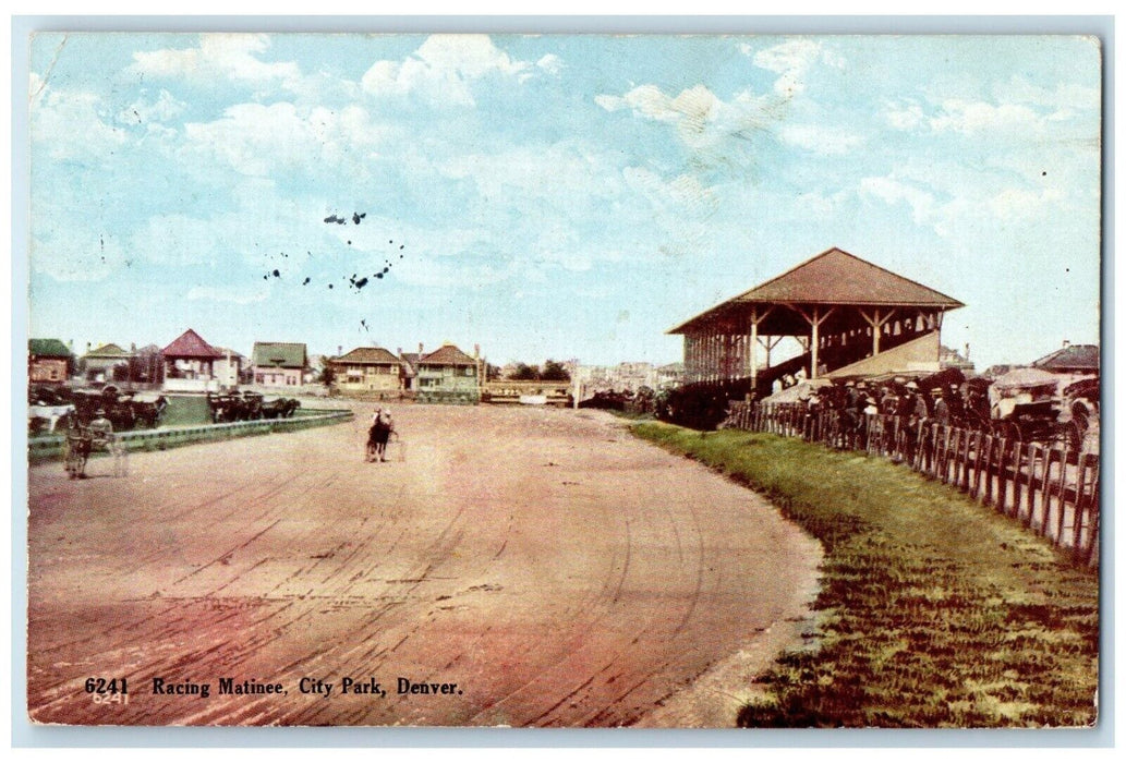 1909 Racing Matinee City Park Denver Colorado CO, Horse Racing Antique Postcard