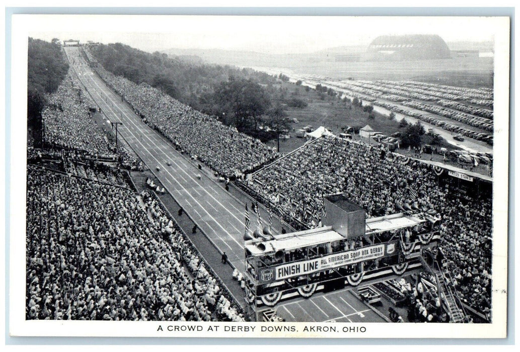A Crowd At Derby Downs National Soap Box Derby Akron Ohio OH Vintage Postcard