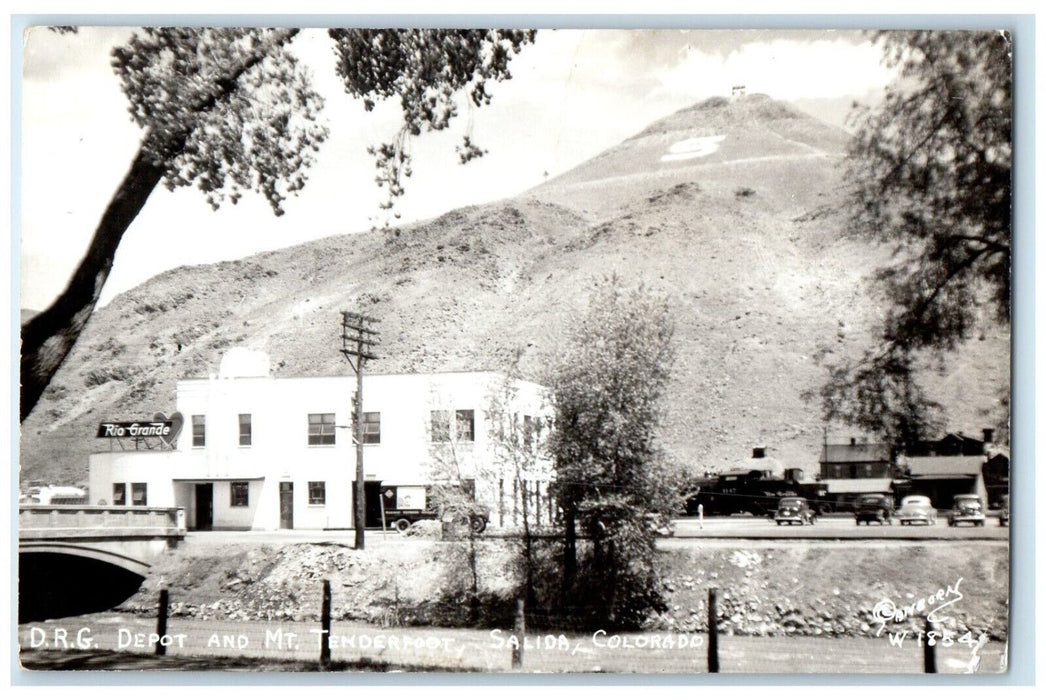 c1950's DRG Depot And Mt. Tenderfoot Cars Salida Colorado CO RPPC Photo Postcard