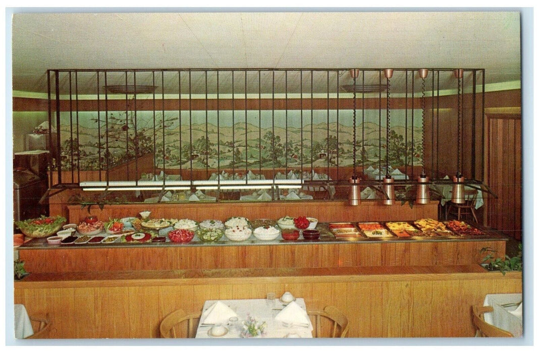 1960 House O Plenty Inc Interior Buffet Restaurant Sugar Grove Illinois Postcard