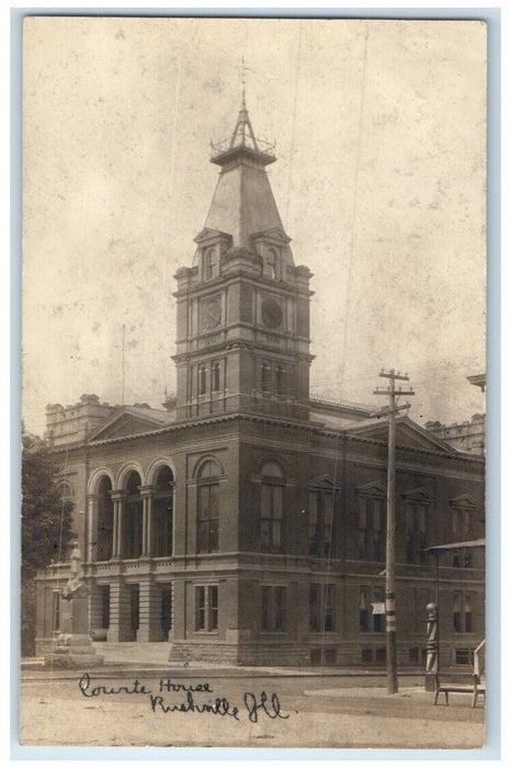 1915 Court House Building View Rushville Illinois IL RPPC Photo Posted Postcard