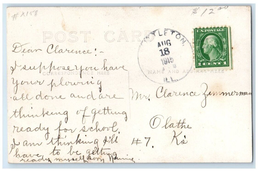 1915 Court House Building View Rushville Illinois IL RPPC Photo Posted Postcard