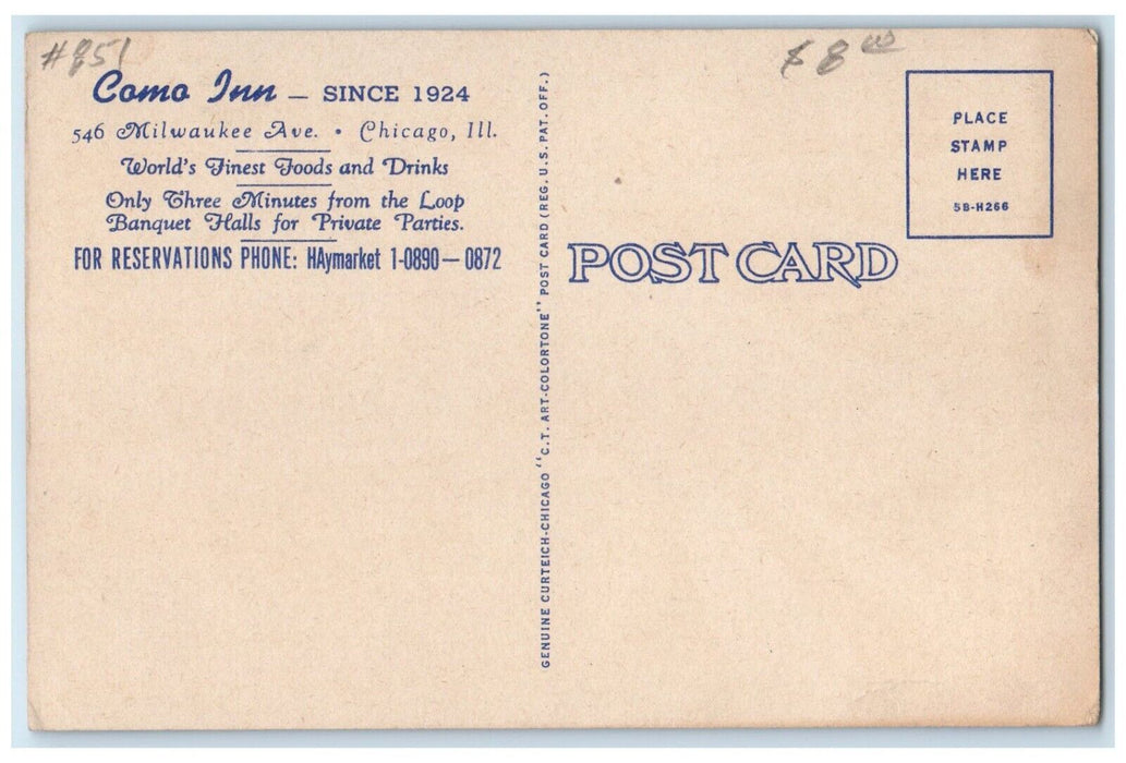 c1940 Interior Como Inn Italian Restaurant Multi-View Chicago Illinois Postcard