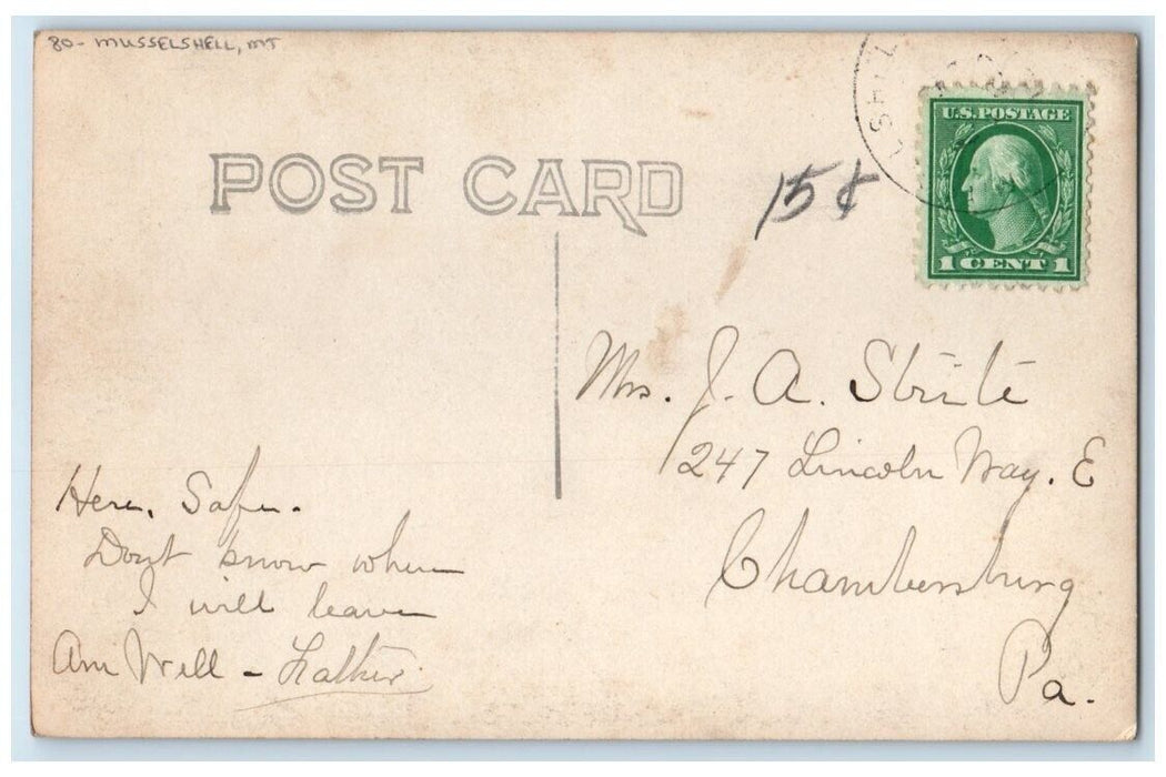 c1910 Main Street Snow Winter Horse Business Musselshell MT RPPC Photo Postcard