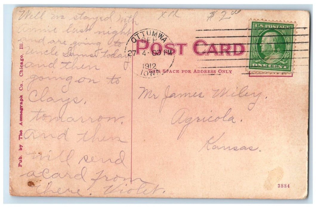 1912 Spanish Gun City Park Ottumwa Canon Iowa IA Vintage Antique Posted Postcard