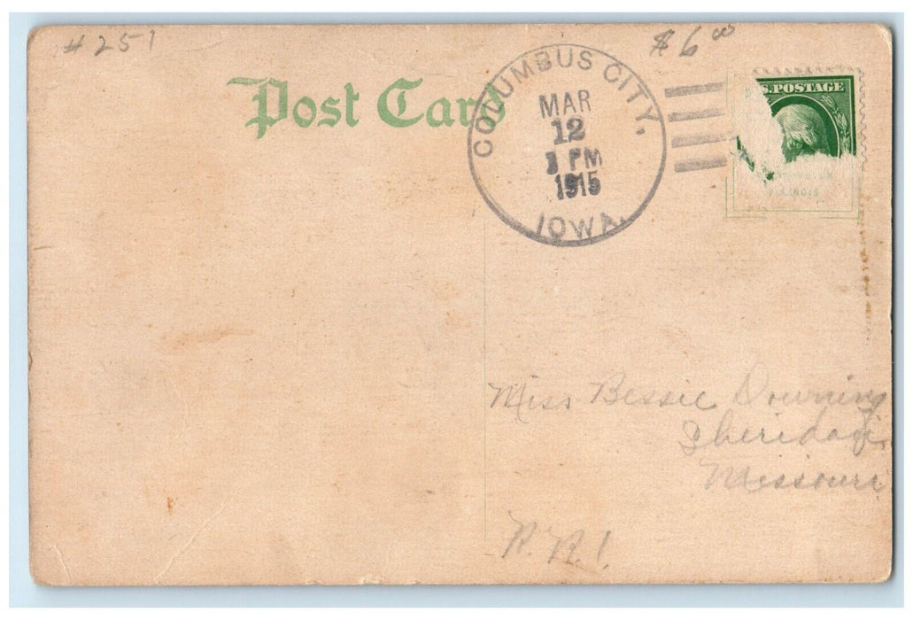 1915 Brazelton Hotel Building Classic Cars Mt Pleasant Iowa IA Posted Postcard