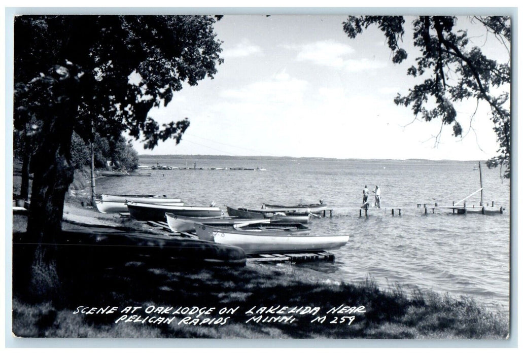 1955 Scene At Oak Lodge On Lakelida Near Pelican Rapids MN RPPC Photo Postcard