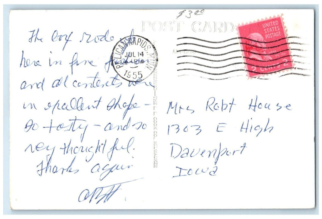 1955 Scene At Oak Lodge On Lakelida Near Pelican Rapids MN RPPC Photo Postcard