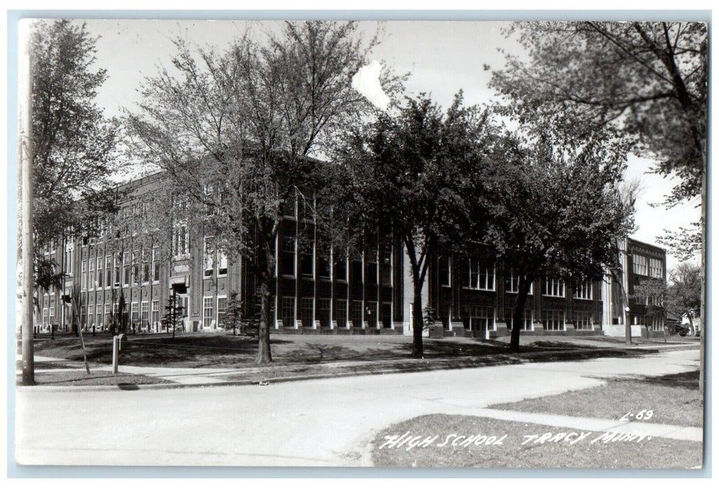 c1940's High School Building Tracy Minnesota MN RPPC Photo Vintage Postcard