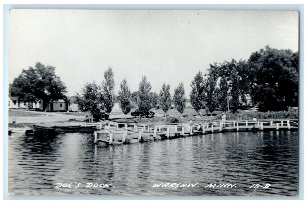 c1940's View Of Doc's Dock Boat Warsaw Minnesota MN RPPC Photo Vintage Postcard