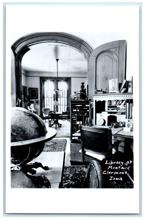 c1950's Interior View Of Library At Montauk Clermont Iowa IA RPPC Photo Postcard