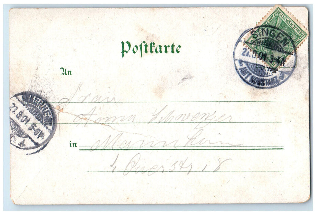 1901 Aussichtsthurm ad Hohentwiel Greetings from Hohentwiel Germany Postcard
