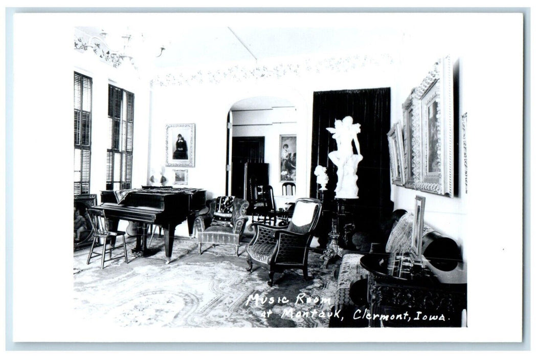 c1950's Music Room At Montauk Clermont Iowa IA RPPC Photo Vintage Postcard