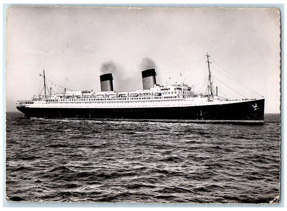 1955 French Line Steamer Ship Plymouth GT. Britaina England RPPC Photo Postcard