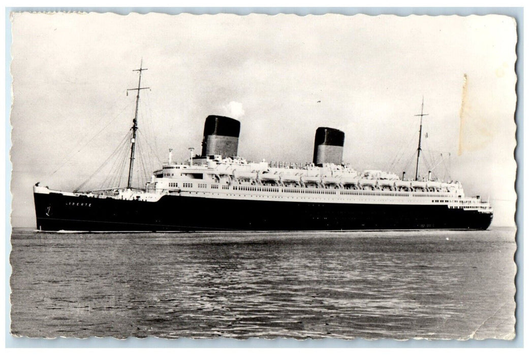 1961 French Line Liberte Steamer Ship Plymouth Gt. Brittain RPPC Photo Postcard