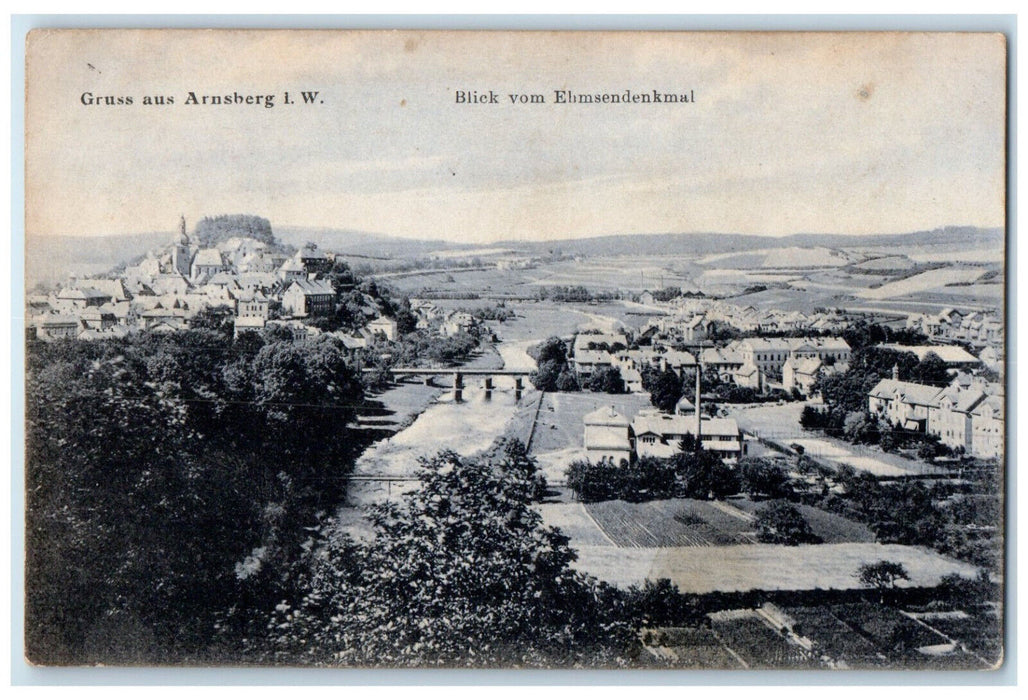 1907 View From Ehmsen Monument Greetings from Arnsberg Isle of Wight Postcard