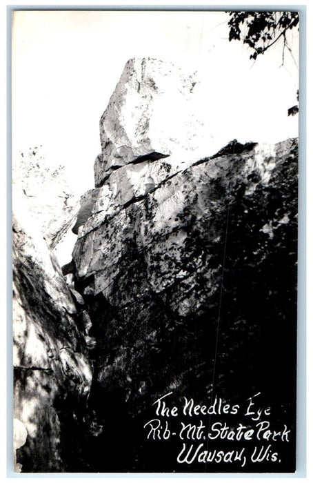 The Needles Eye Rib Mt. State Park Warsaw Wisconsin WI RPPC Photo Postcard