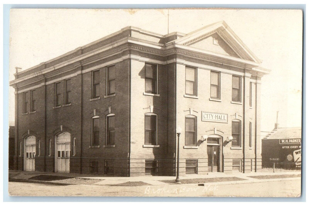 c1910's City Hall Building Broken Bow Nebraska NE RPPC Photo Antique Postcard