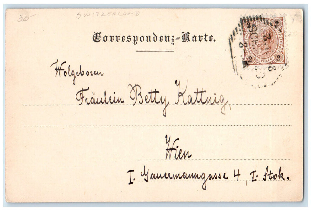 c1905 The Braunau Greetings from Schrems Switzerland Posted Antique Postcard