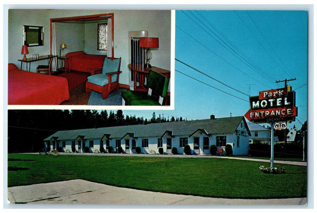 c1940's Park Motel Entrance St. Ignace Michigan MI Vintage Postcard