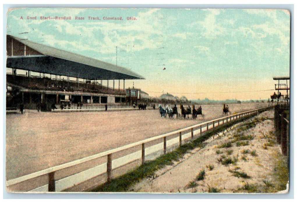 1911 A Good Start Randall Race Track Cleveland Ohio OH Posted Antique Postcard