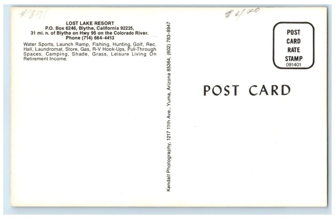 Lost Lake Resort Recreation Hall & Golf Course Blythe CA, Dual View Postcard