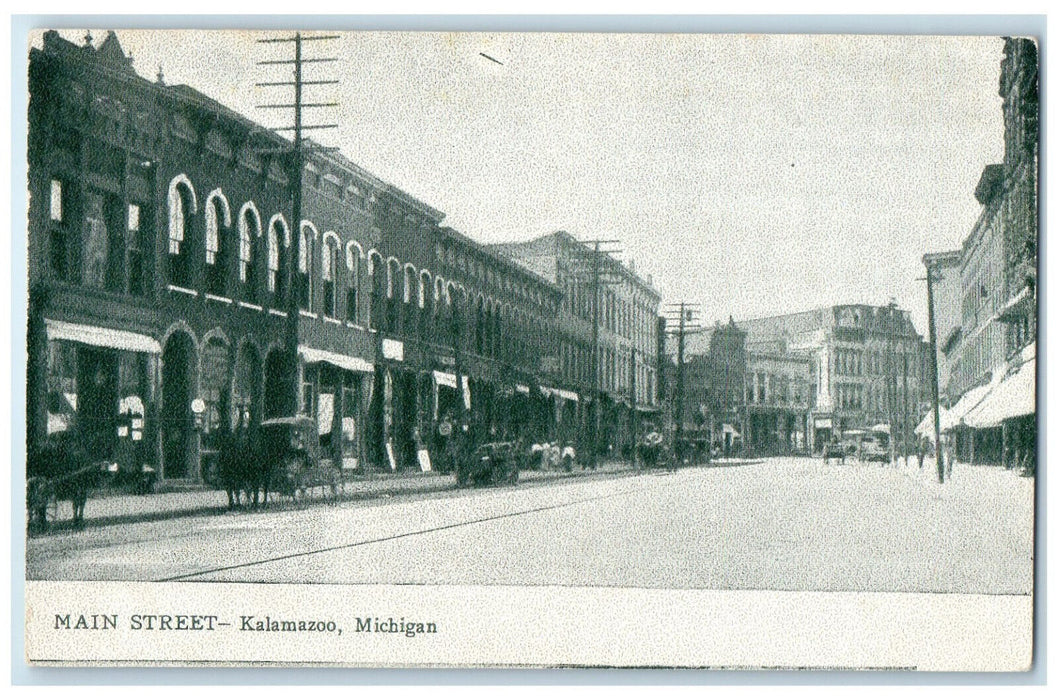 c1910 Main Street Kalamazoo Michigan MI Hershfield's Advertising Postcard