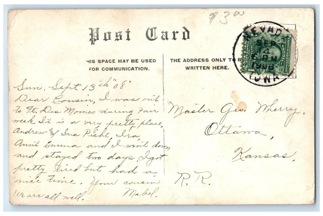 1908 Exterior Fort Des Moines Officers Headquarters Des Moines Iowa IA Postcard