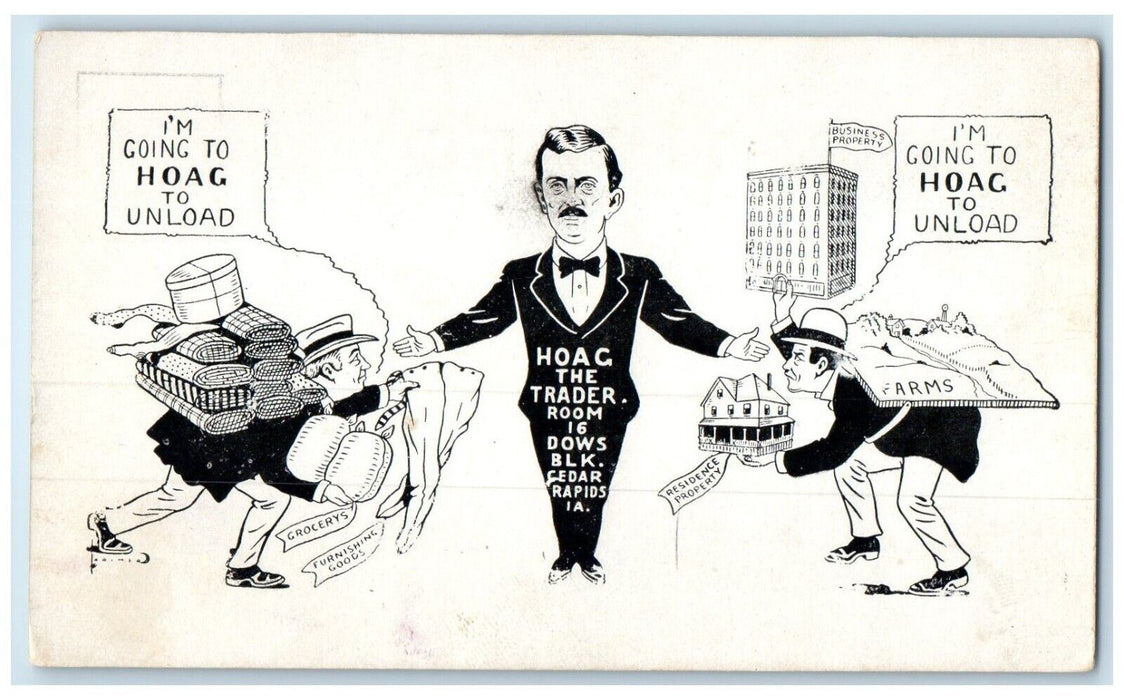 c1905 Hoag Trader Room Politics Cedar Rapids Iowa IA Vintage Unposted Postcard