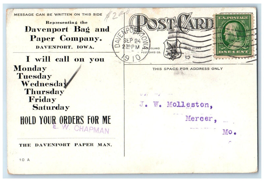 c1910 Gun Yard Rook Island Arsenal Davenport Bag Paper Company Iowa IA Postcard