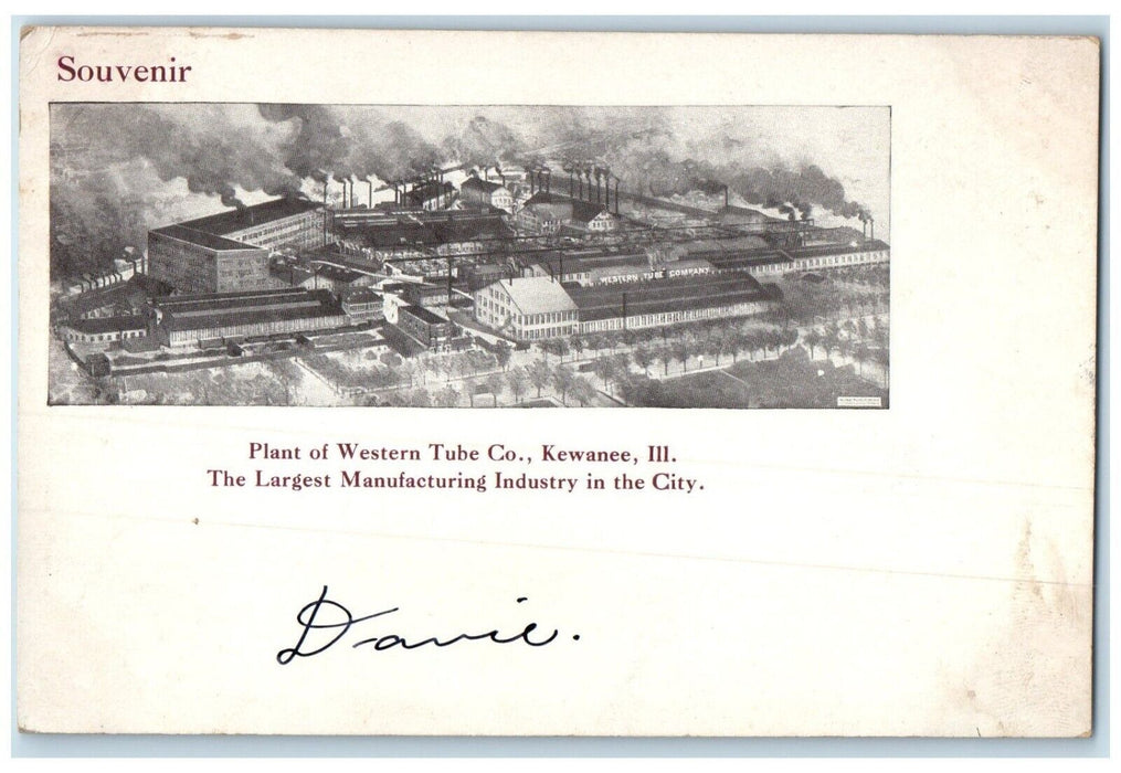 c1905 Plant Western Tube Manufacturing Industry City Kewanee Illinois Postcard