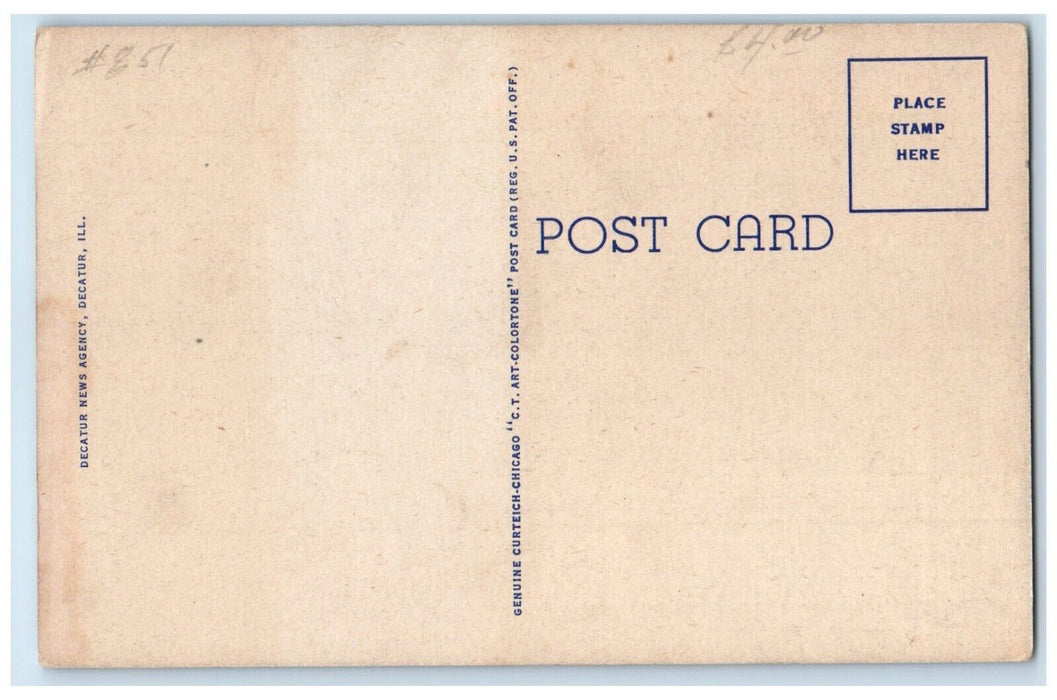 c1940 Transfer House Lincoln Square Exterior Building Decatur Illinois Postcard
