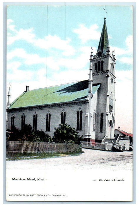 c1910 St. Ann's Church Mackinac Island Michigan MI Antique Postcard